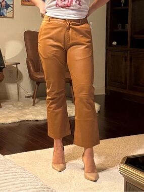 Avec Les Filles Brown Real Leather Pants